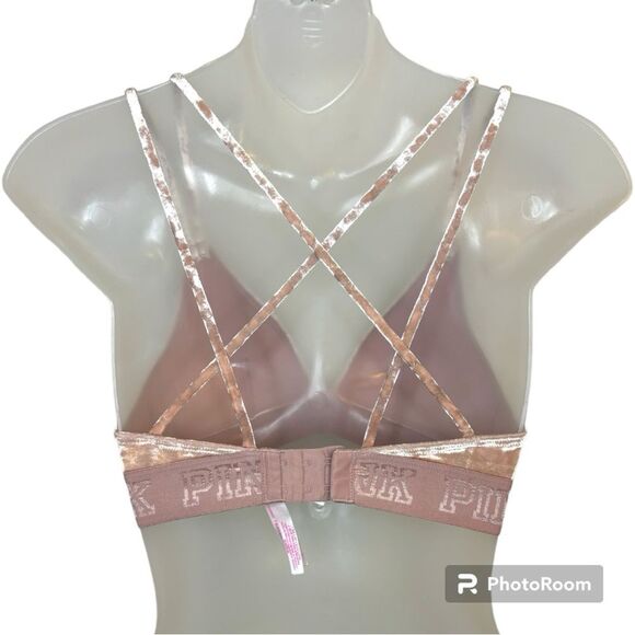 PINK Victoria’s Secret Pink Velvet Unlined Bralette Size XS - Picture 2 of 7